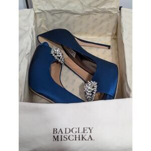 Badgley Mischka Jeannie Blue Peeptoe Pumps 9.5 Excellent